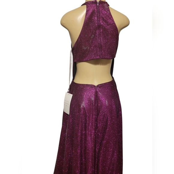 Ava Presley Halter Cutout Purple Dress Wedding Bridemaid Formal Homecoming - Picture 4 of 4